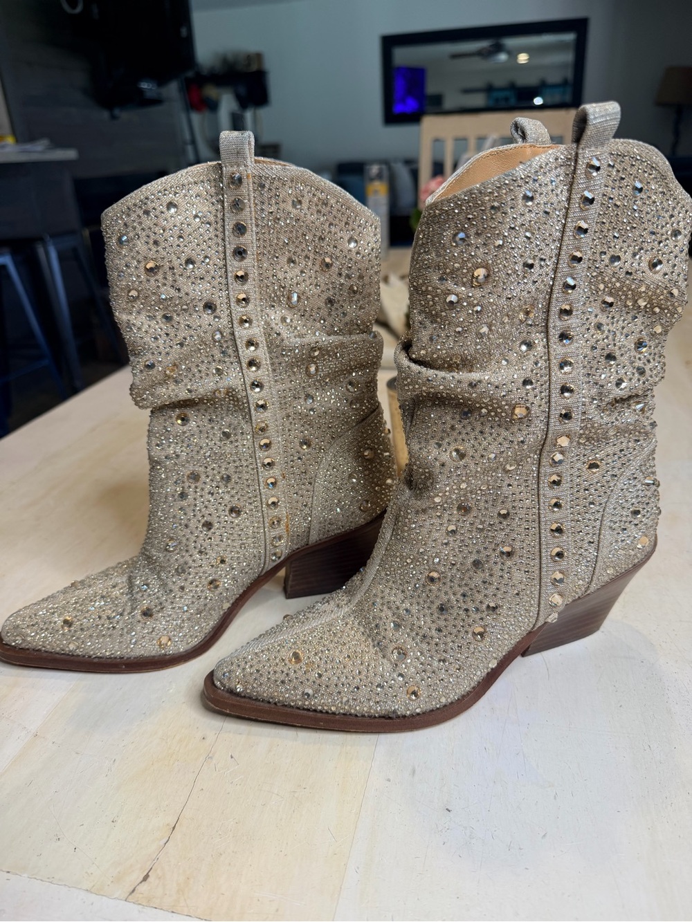 Embellished Gold Jessica Simpson Western Boots - Picture 2 of 8